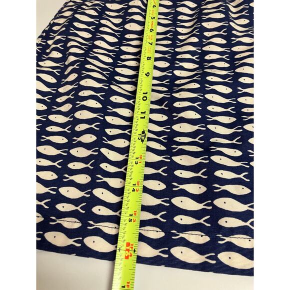 Garnet Hill Skirt 10 Navy Blue Fish Print Zip Woven *please read* - Picture 7 of 10